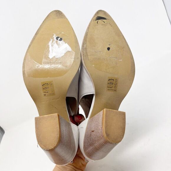 Free People White Wilder Cut Out Stacked Heel Booties Size 39 - Picture 7 of 8